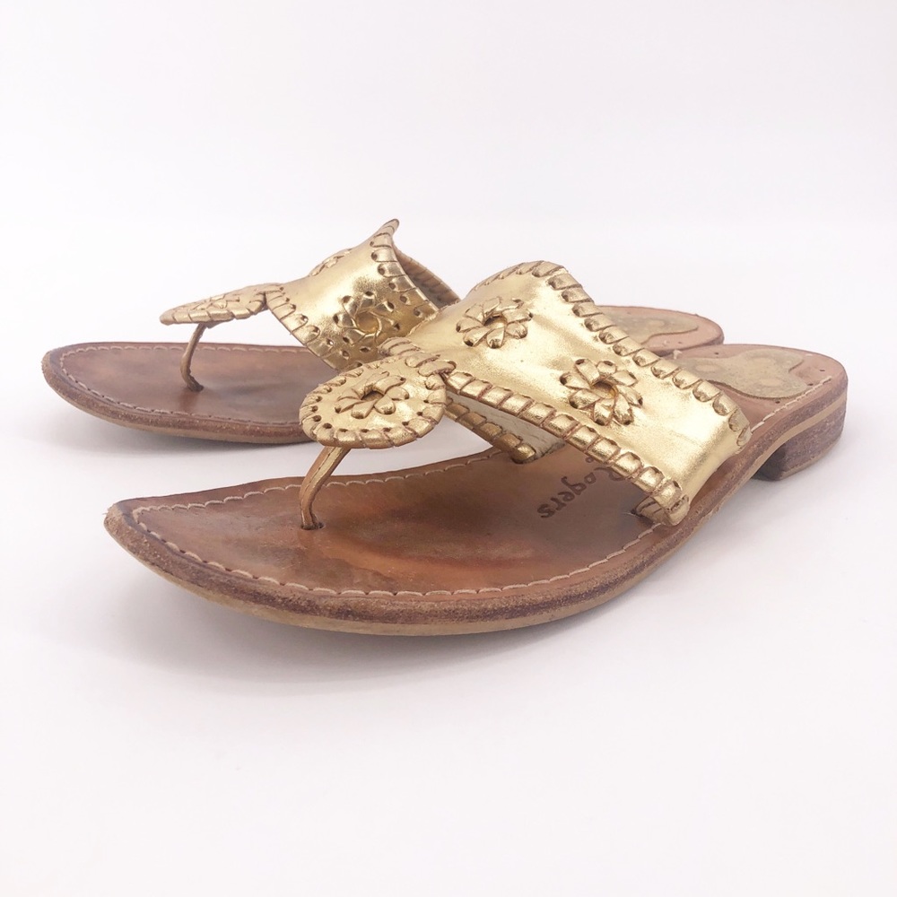 Jack Rodgers Metallic Leather Flat Sandals